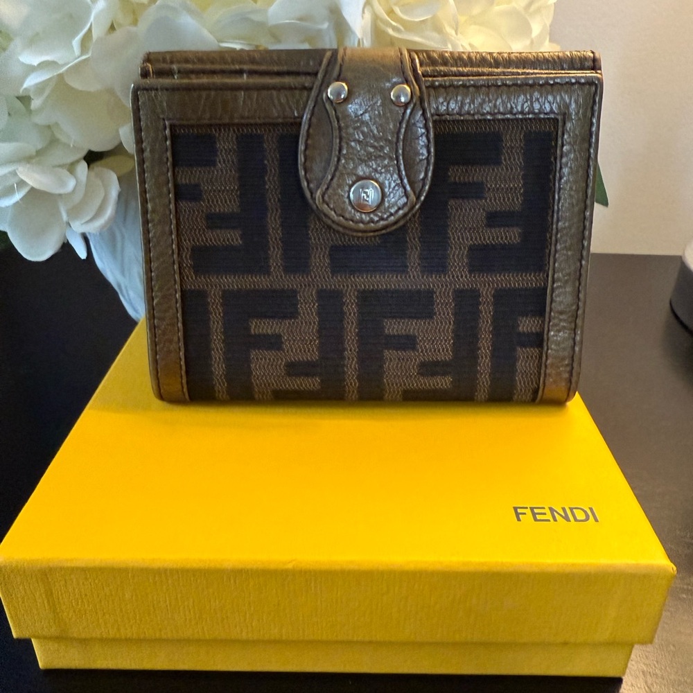 Fendi Gold and Monogram Logo Wallet